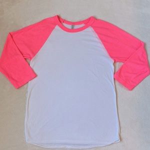 American Apparel 50/50 baseball tee hot pink size XS